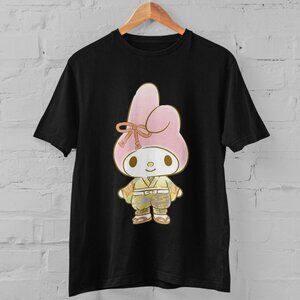 Sanrio My Melody Japanese Kimono Style Black Cute Graphic Kawaii T-Shirt 166